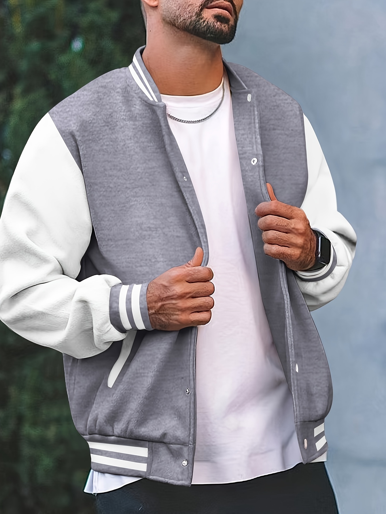 classic varsity jacket mens casual baseball jacket coat regular fit college hipster windbreaker for spring autumn details 4