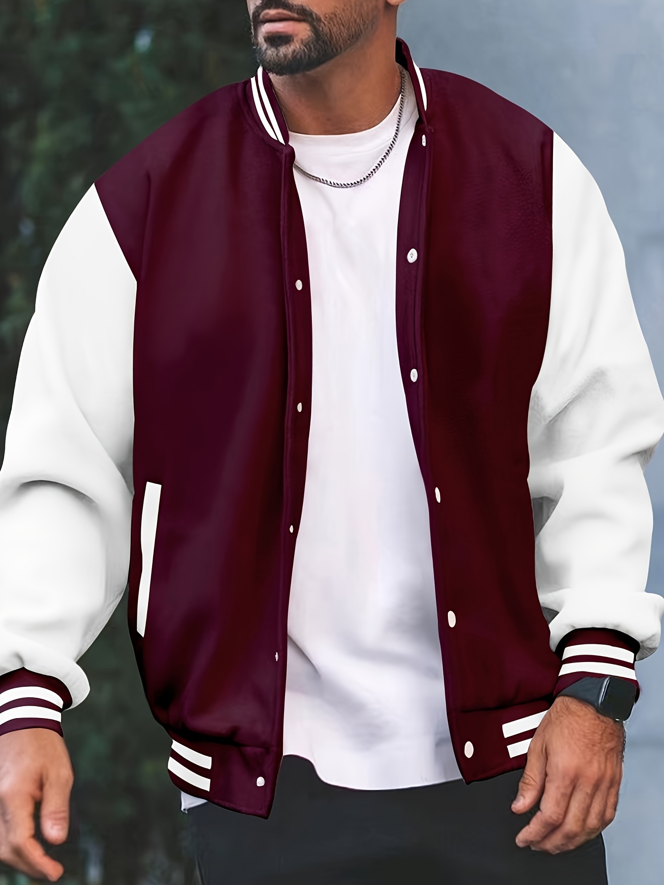 classic varsity jacket mens casual baseball jacket coat regular fit college hipster windbreaker for spring autumn details 5